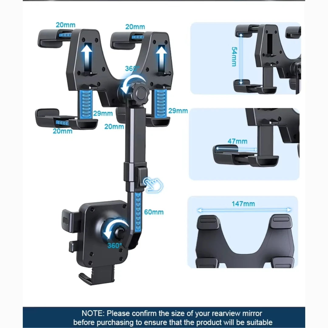 Phone holder with measurement details on a white background