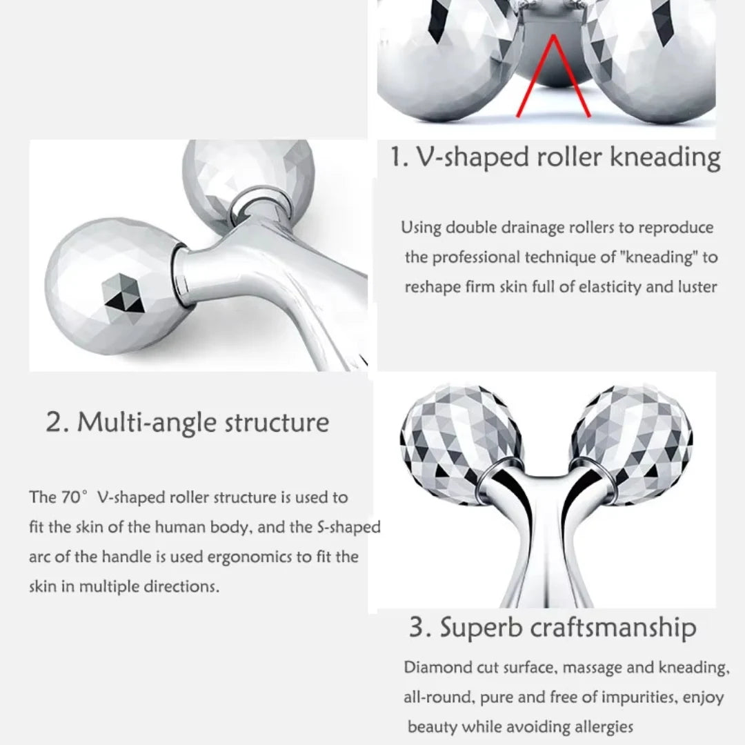 "V-shape face lifting roller beauty tool for home use