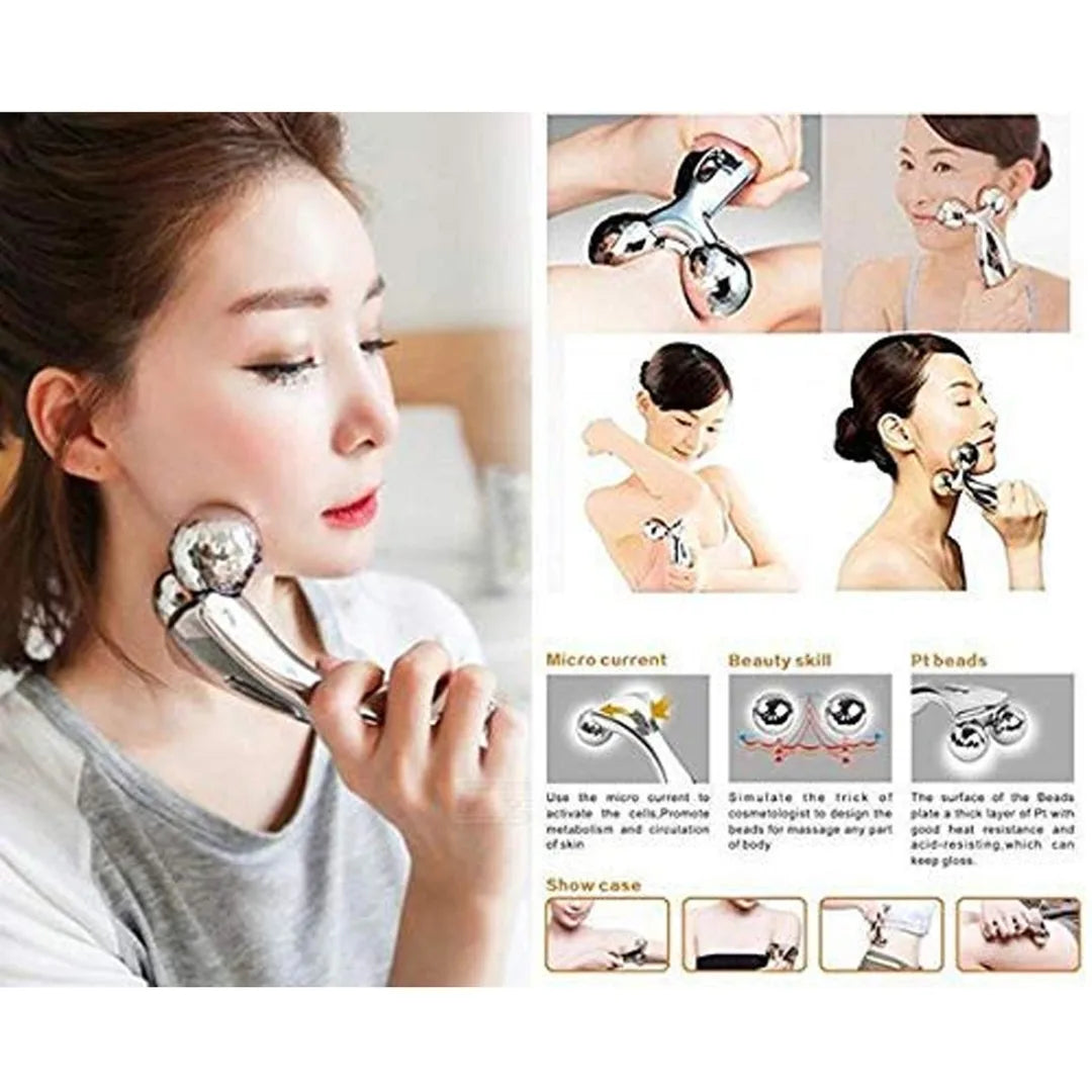 Portable ABS facial roller for puffiness and wrinkle reduction