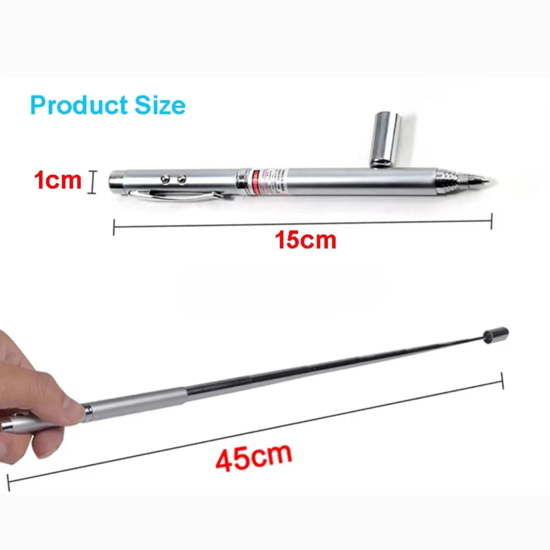4-in-1 Laser Pointer Pen with LED Light, Magnet & Ballpoint Pen
