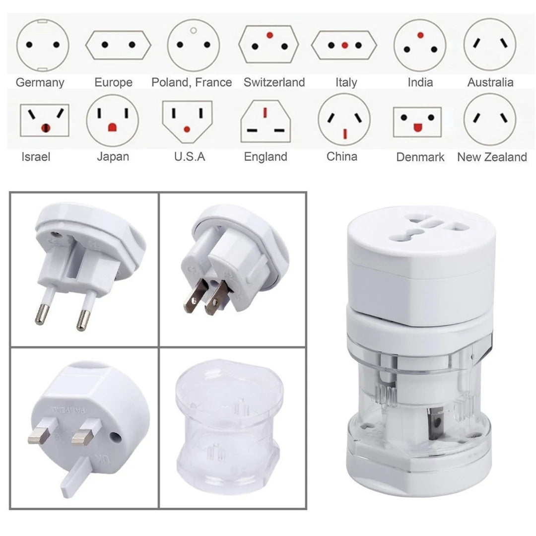 Set of travel adapters with世界各国插头符号