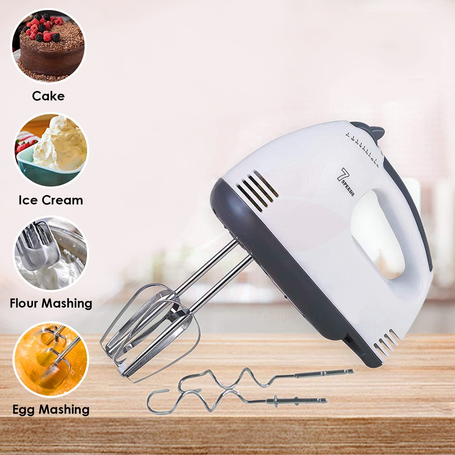 Electric Hand Mixer | Egg Beater, Cream & Dough Blender for Kitchen