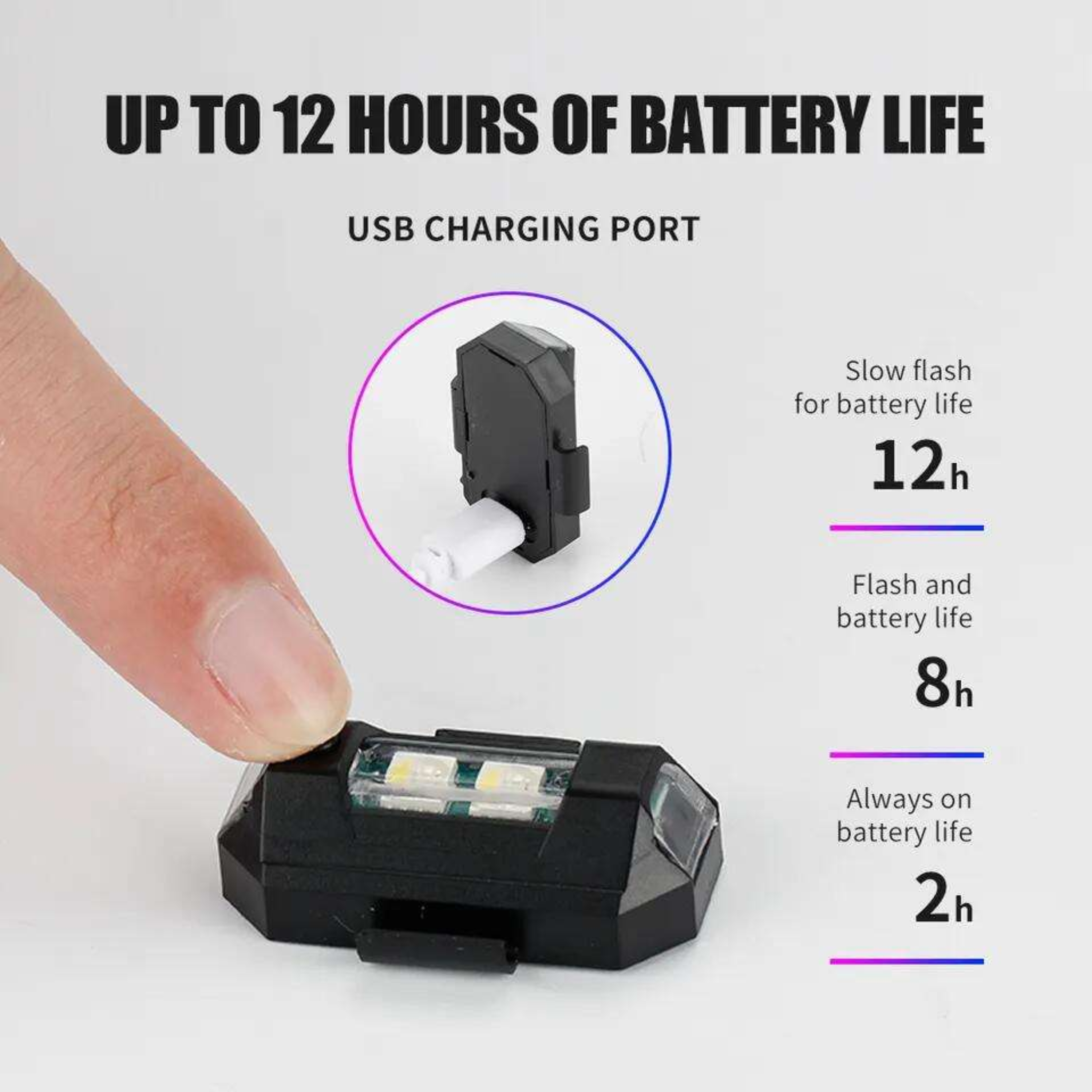 Pack of 2 Rechargeable 7-Color LED Strobe Light | Universal MotorBike
