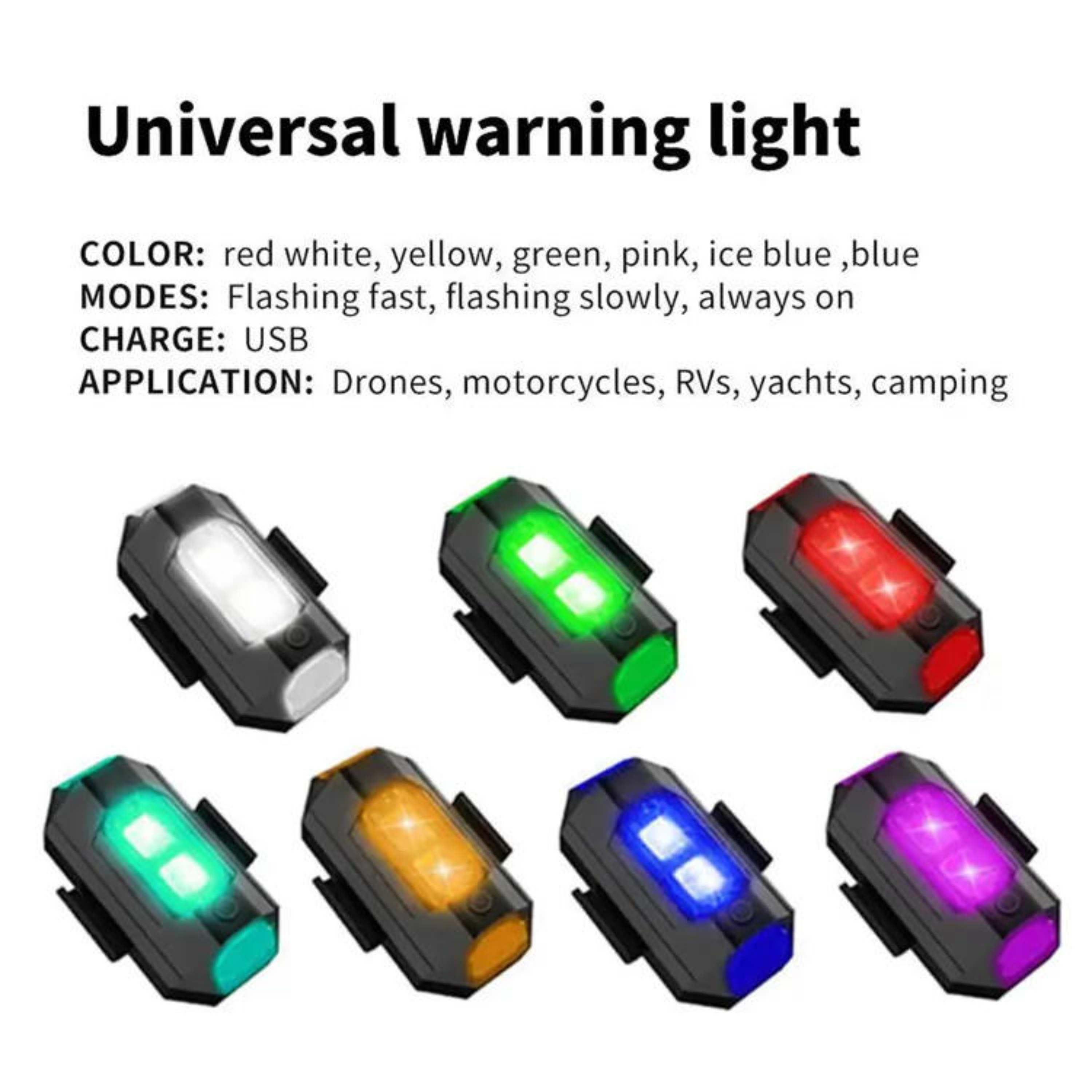Pack of 2 Rechargeable 7-Color LED Strobe Light | Universal MotorBike