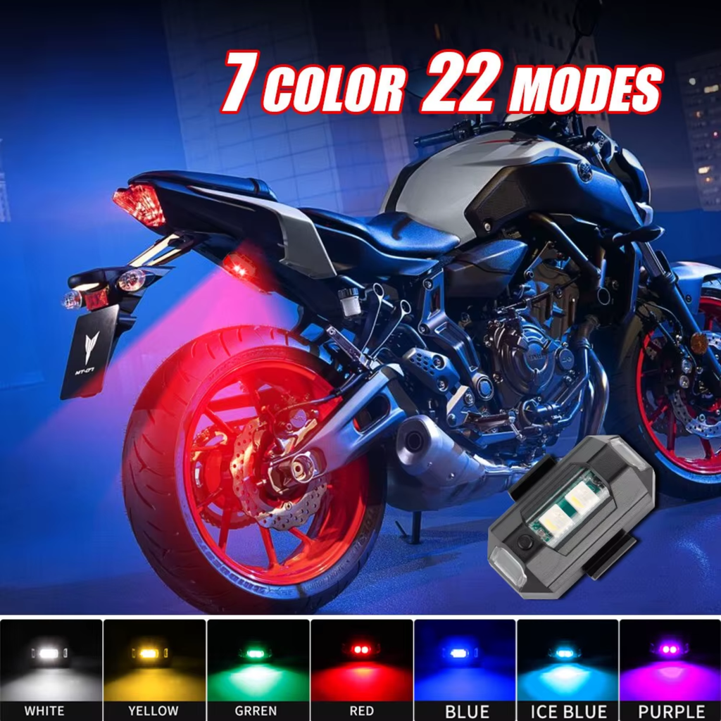 Pack of 2 Rechargeable 7-Color LED Strobe Light | Universal MotorBike