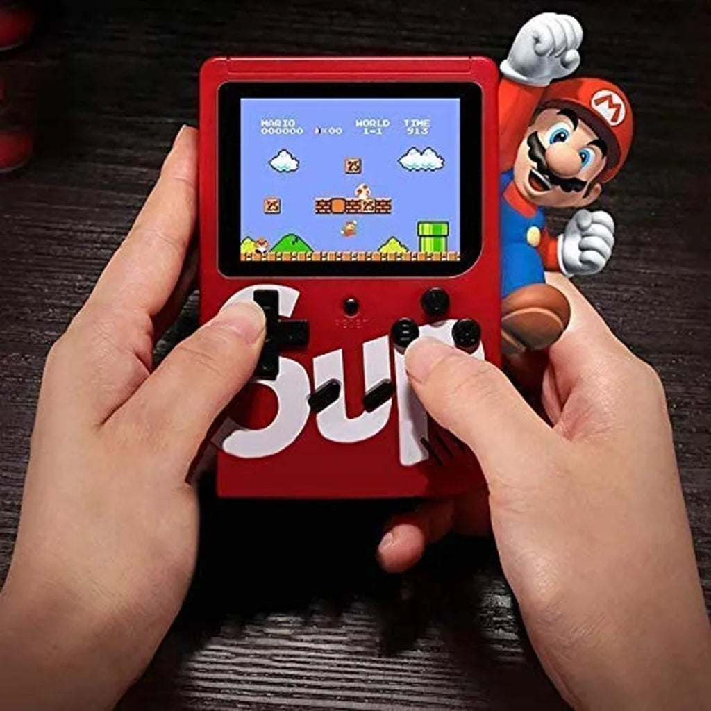 Handheld game console with 'Supreme' branding and Super Mario graphics.