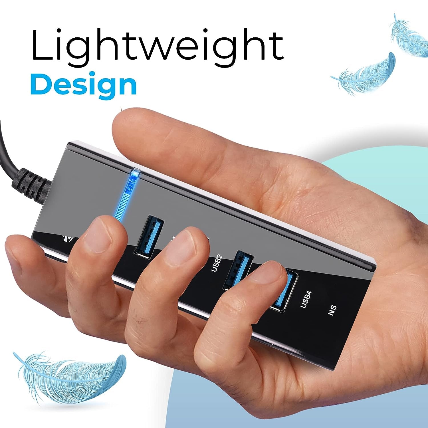 4-Port USB High-Speed Hub | Cable for Desktop & Laptop