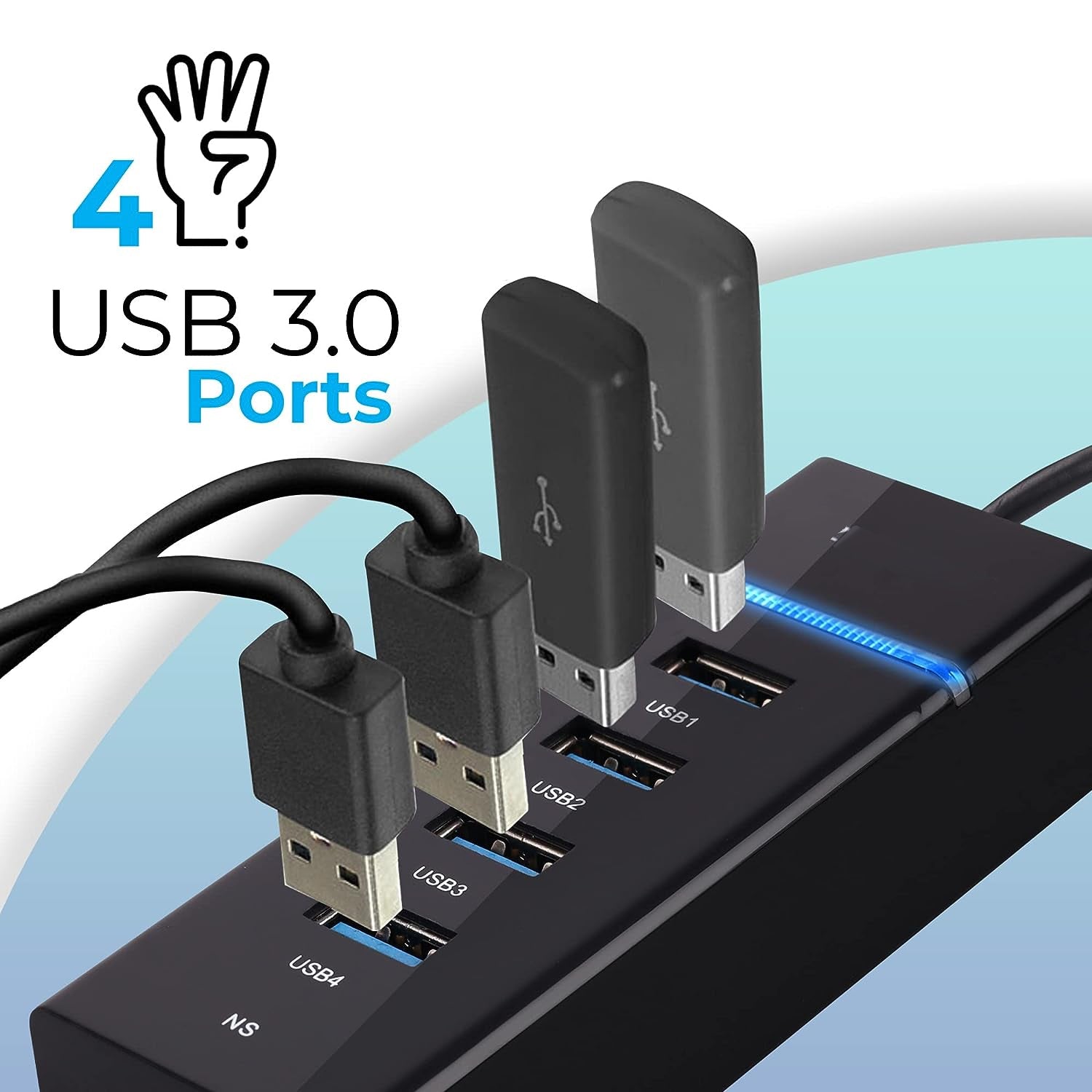 4-Port USB High-Speed Hub | Cable for Desktop & Laptop