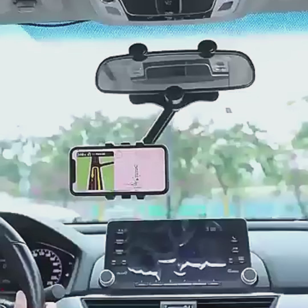 360°RotatingCarRearviewMirrorPhoneHolder–UniversalStand-